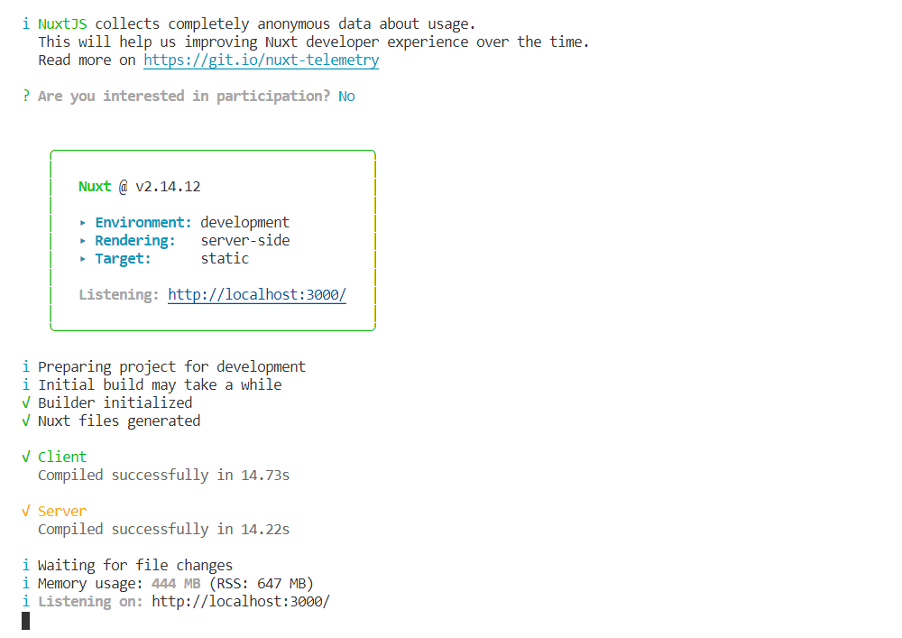 Nuxt.js開発環境起ち上げ